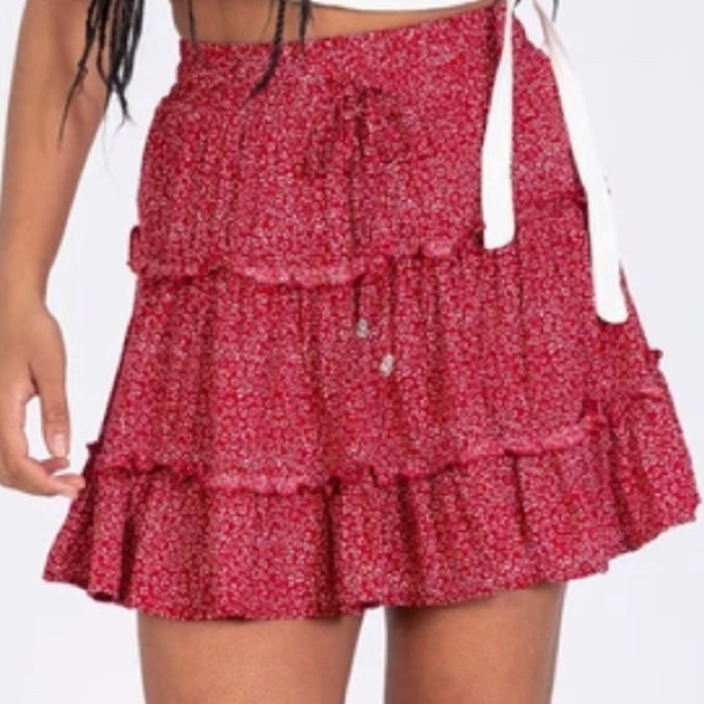red and white flower skirt